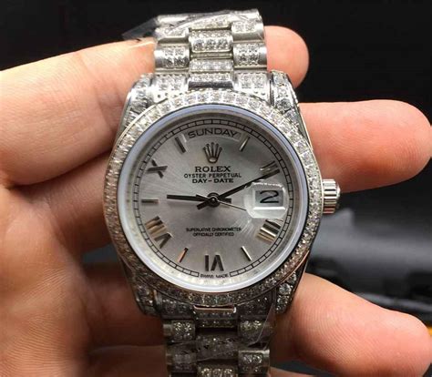 fully iced out rolex replica